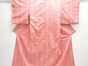 格子織り出し手織り紬着物